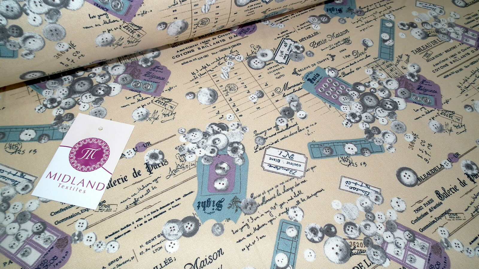 100% Cotton Canvas Craft Fabric French Theme Per Metre 44" M11 Mtex - Image 19