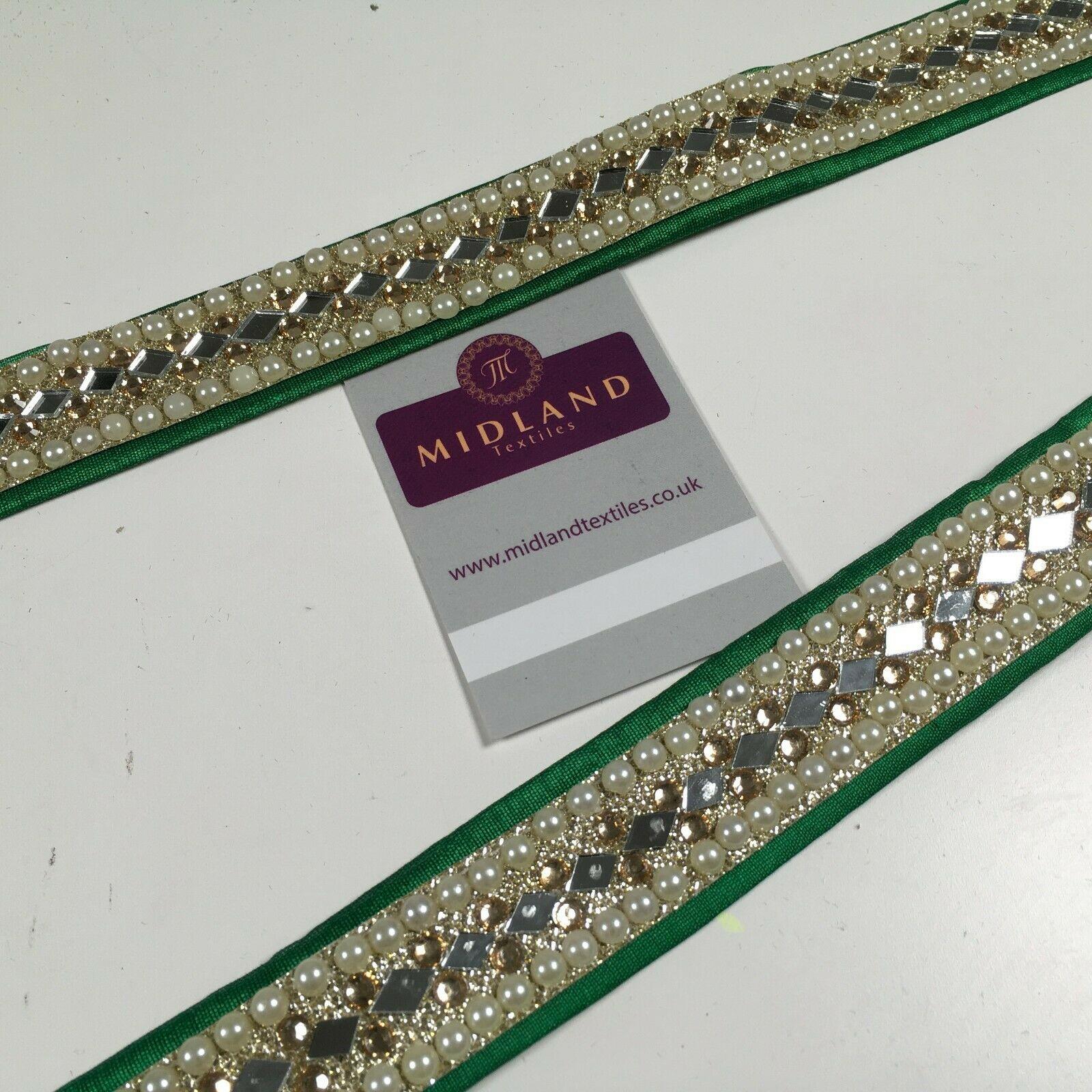 25 mm Cut out Diamond shape mirror pearl border edging sari bridal M1342 - Image 16
