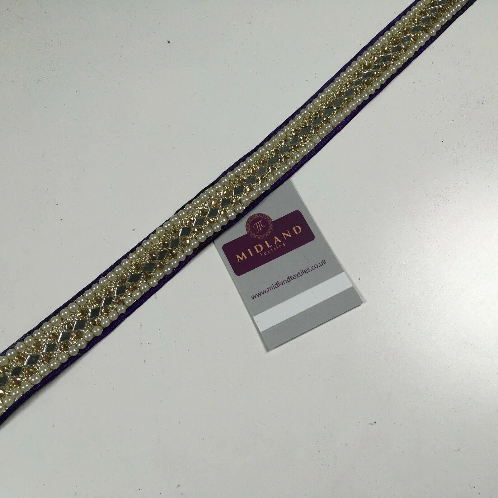 25 mm Cut out Diamond shape mirror pearl border edging sari bridal M1342 - Image 21