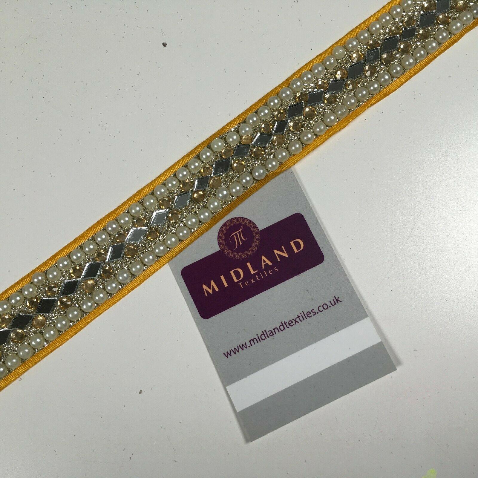 25 mm Cut out Diamond shape mirror pearl border edging sari bridal M1342 - Image 26