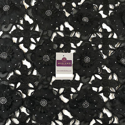 3d Floral chiffon applique embroidery dress wedding fabric 55" Wide  M716 Mtex - Image 5