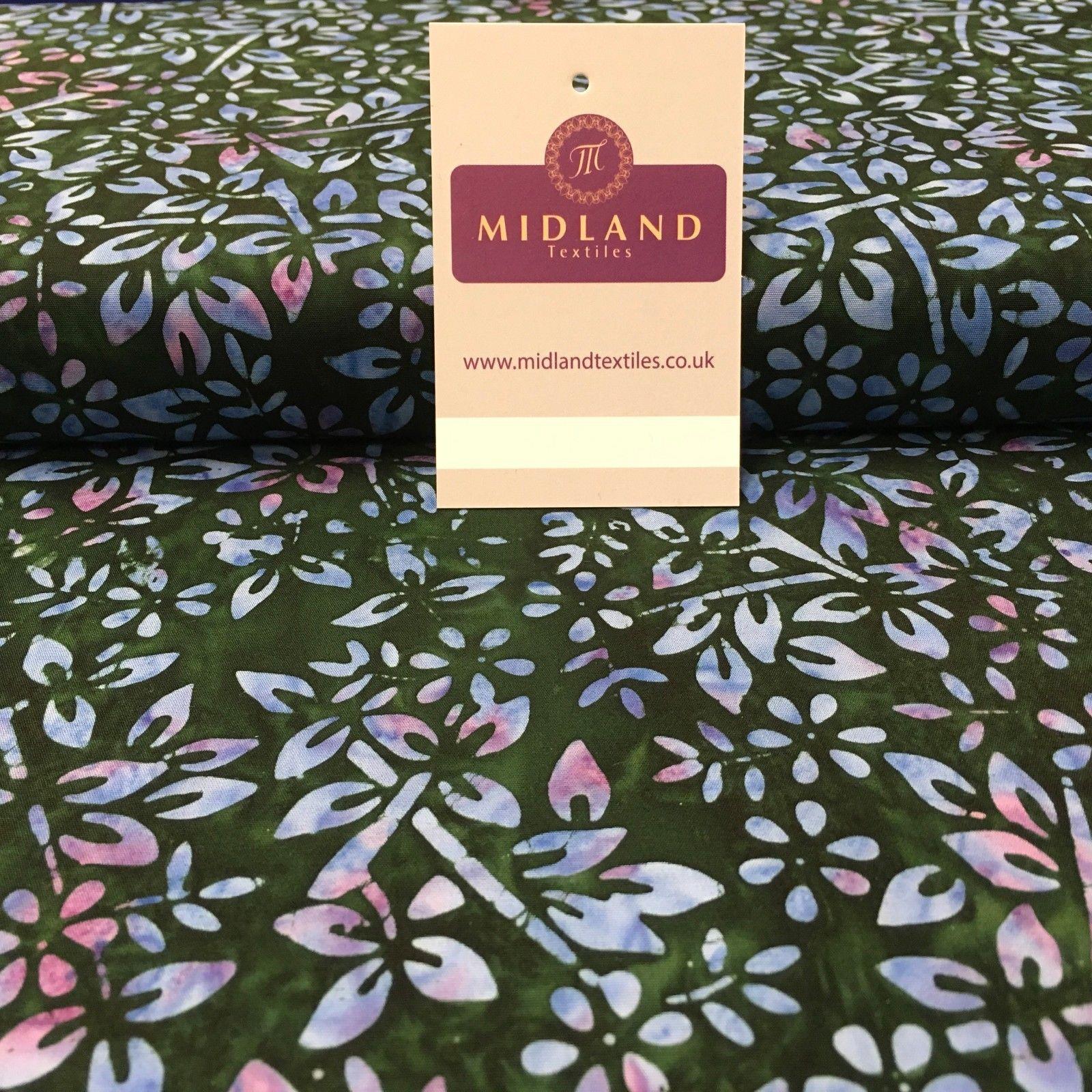 Bali Batik Floral leaves 100% Cotton Patchwork fabric 45" Wide MK902 Mtex - Image 10