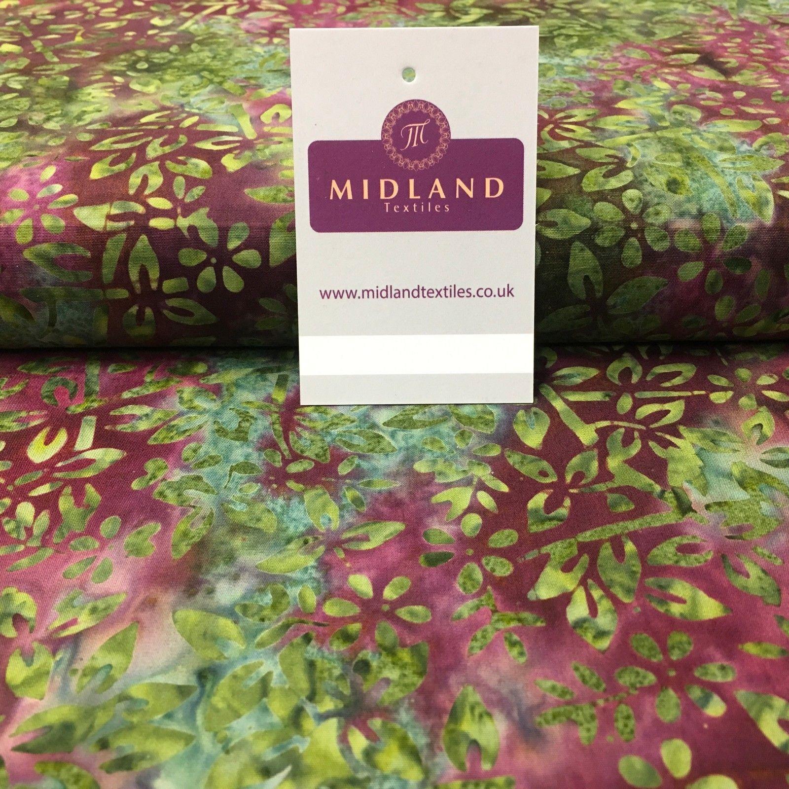 Bali Batik Floral leaves 100% Cotton Patchwork fabric 45" Wide MK902 Mtex - Image 17