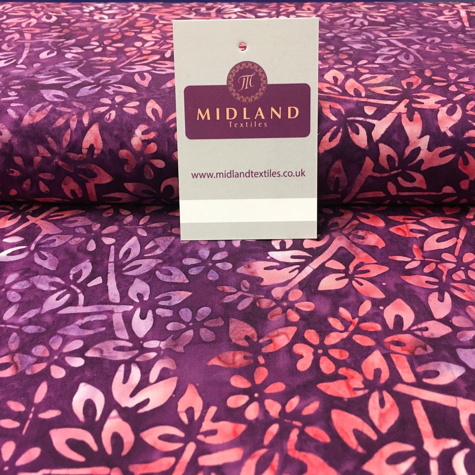 Bali Batik Floral leaves 100% Cotton Patchwork fabric 45" Wide MK902 Mtex - Image 25