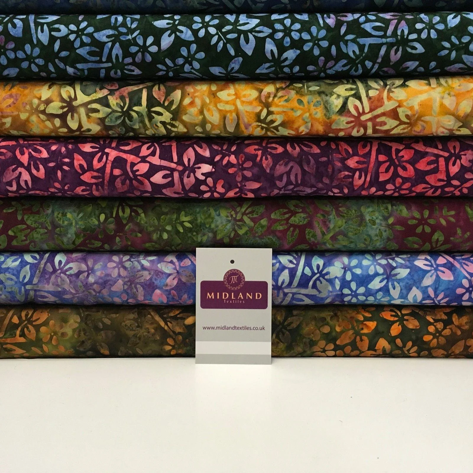 Bali Batik Floral leaves 100% Cotton Patchwork fabric 45" Wide MK902 Mtex - Image 4