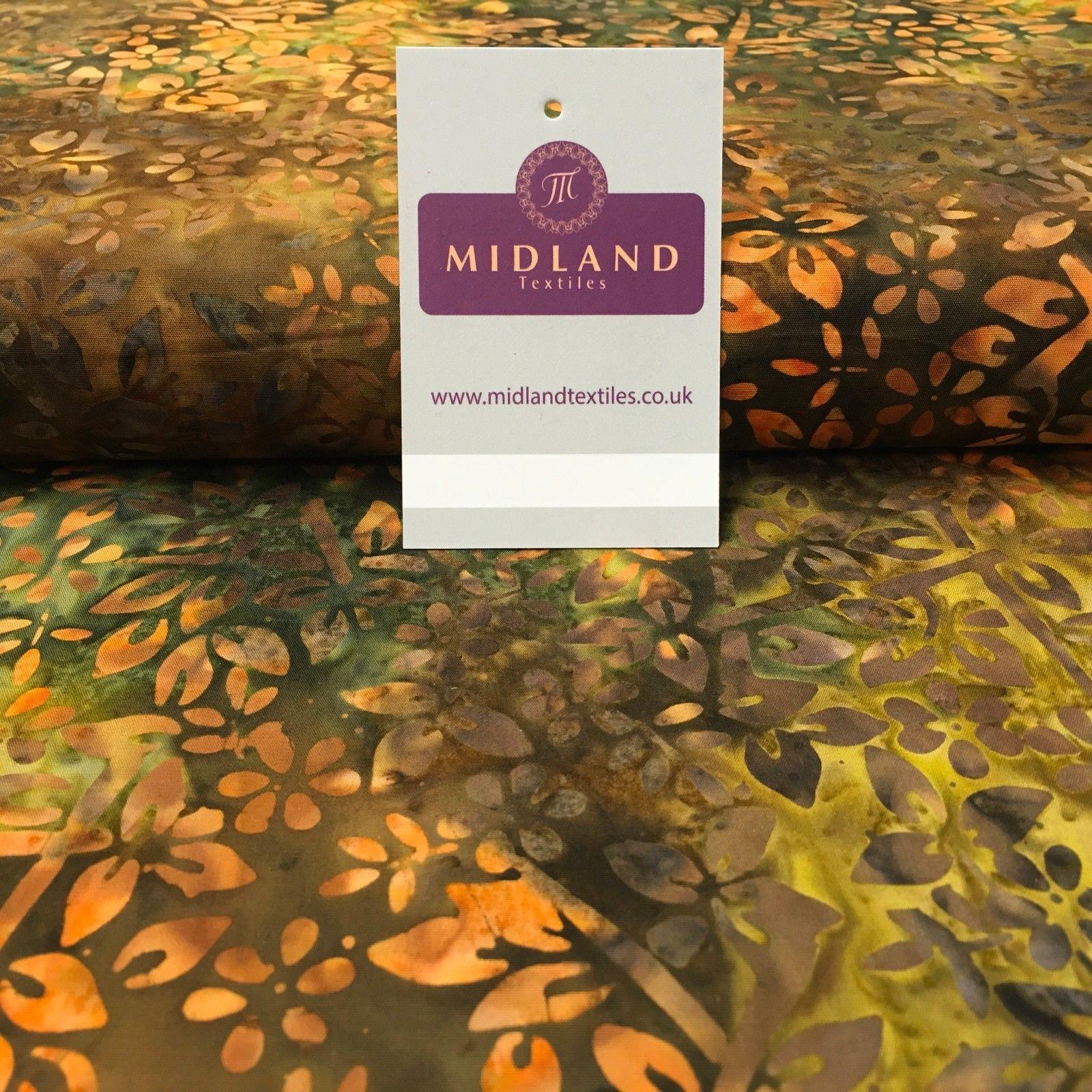 Bali Batik Floral leaves 100% Cotton Patchwork fabric 45" Wide MK902 Mtex - Image 8