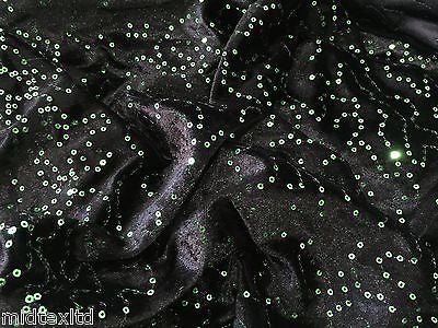 Black Velvet with sequins fabric 58"wide per metre Red-Blue-Green-Pink M15 Mtex - Image 3