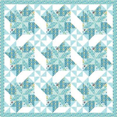 Blue Watercolour Floral 100% Cotton Craft & Patchwork Fabric 44" M562 - Image 5