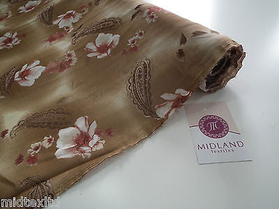 Brown Paisley Leaf Print With Pastel Flower Georgette Chiffon 58" Wide. M145-10 - Image 4