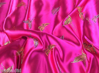 CHINESE ORIENTAL BUTTERFLY BROCADE SILKY SATIN DRESS FABRIC 44" wide Mtex M57 - Image 13