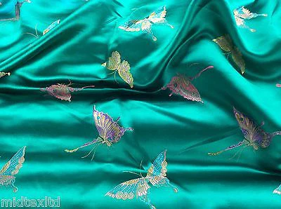 CHINESE ORIENTAL BUTTERFLY BROCADE SILKY SATIN DRESS FABRIC 44" wide Mtex M57 - Image 14