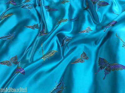 CHINESE ORIENTAL BUTTERFLY BROCADE SILKY SATIN DRESS FABRIC 44" wide Mtex M57 - Image 15