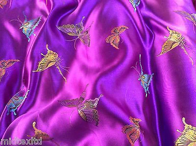 CHINESE ORIENTAL BUTTERFLY BROCADE SILKY SATIN DRESS FABRIC 44" wide Mtex M57 - Image 16