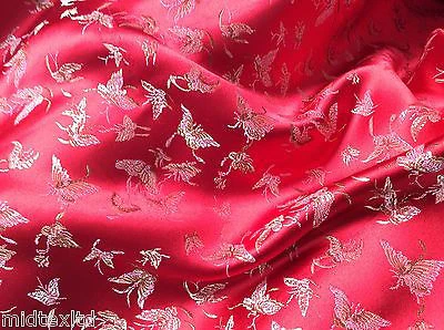 CHINESE ORIENTAL BUTTERFLY BROCADE SILKY SATIN DRESS FABRIC 44" wide Mtex M57 - Image 19