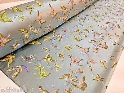 CHINESE ORIENTAL BUTTERFLY BROCADE SILKY SATIN DRESS FABRIC 44" wide Mtex M57 - Image 3