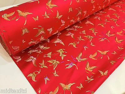 CHINESE ORIENTAL BUTTERFLY BROCADE SILKY SATIN DRESS FABRIC 44" wide Mtex M57 - Image 5
