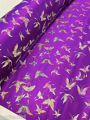 CHINESE ORIENTAL BUTTERFLY BROCADE SILKY SATIN DRESS FABRIC 44" wide Mtex M57 - Image 6