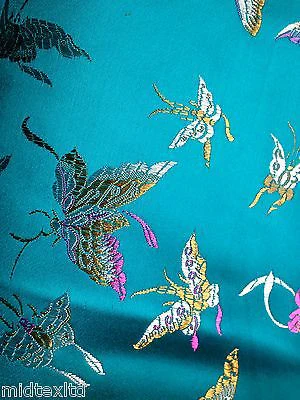 CHINESE ORIENTAL BUTTERFLY BROCADE SILKY SATIN DRESS FABRIC 44" wide Mtex M57 - Image 9