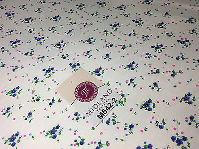Ditsy Floral Printed on white Super Soft Polycotton Fabric 45" Wide M542 Mtex - Image 18