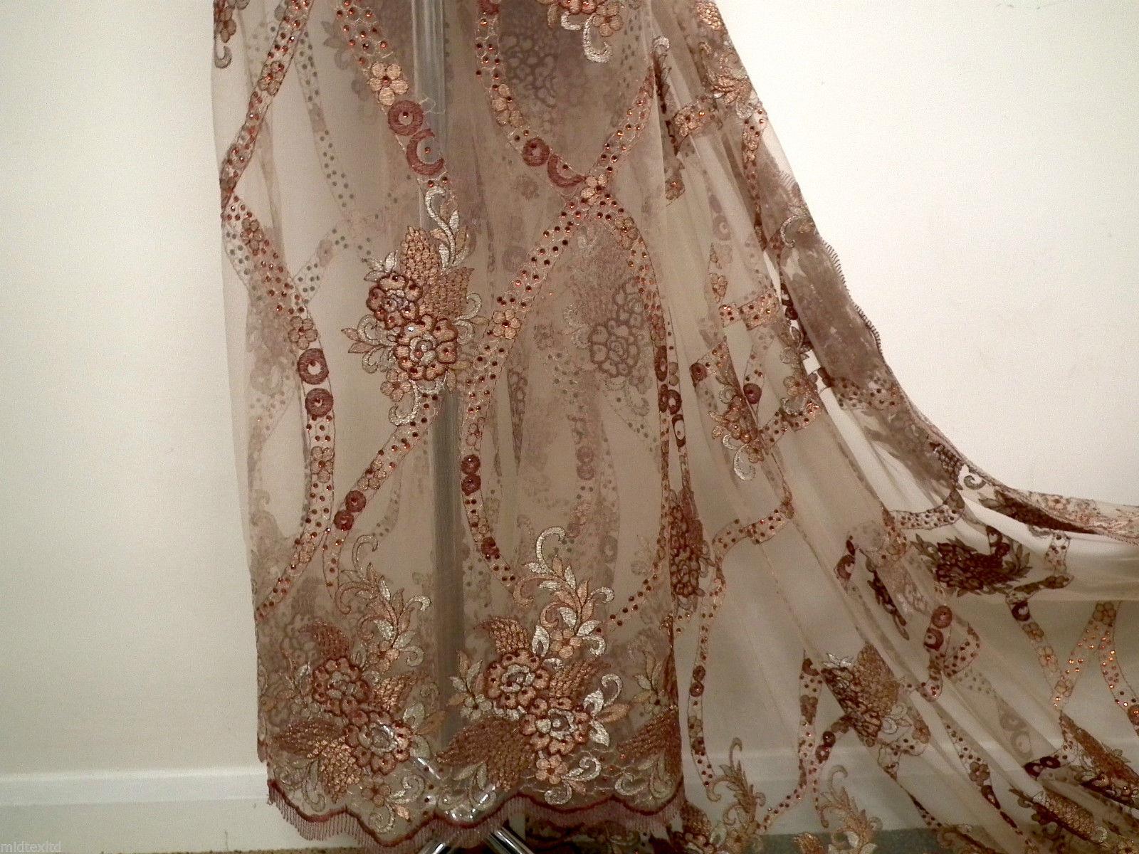 EMBROIDERY SCALLOPED FLORAL TULLE NET LACE BRIDAL DRESS FABRIC M231 - Image 11