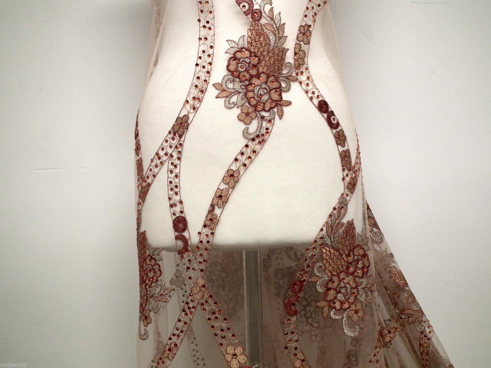 EMBROIDERY SCALLOPED FLORAL TULLE NET LACE BRIDAL DRESS FABRIC M231 - Image 12