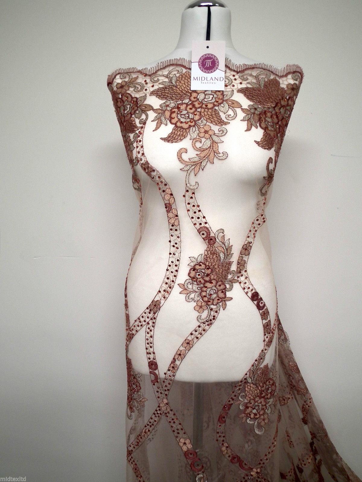 EMBROIDERY SCALLOPED FLORAL TULLE NET LACE BRIDAL DRESS FABRIC M231 - Image 16