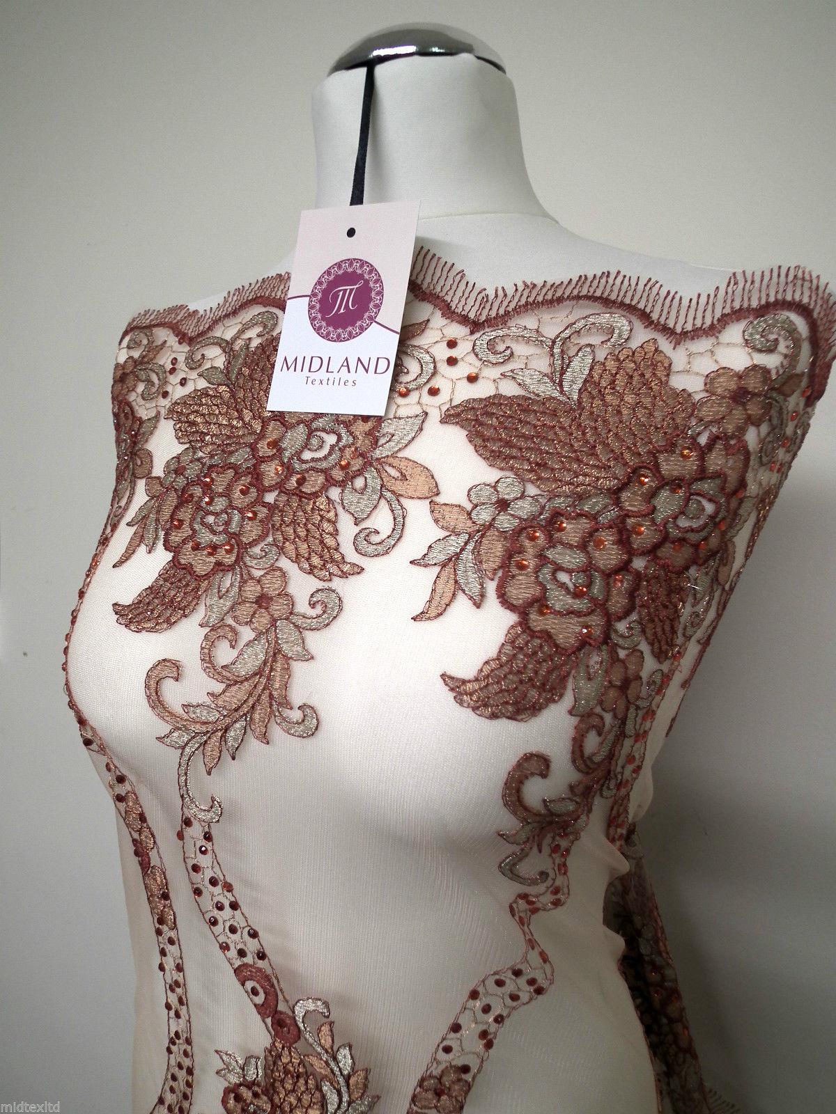 EMBROIDERY SCALLOPED FLORAL TULLE NET LACE BRIDAL DRESS FABRIC M231 - Image 17