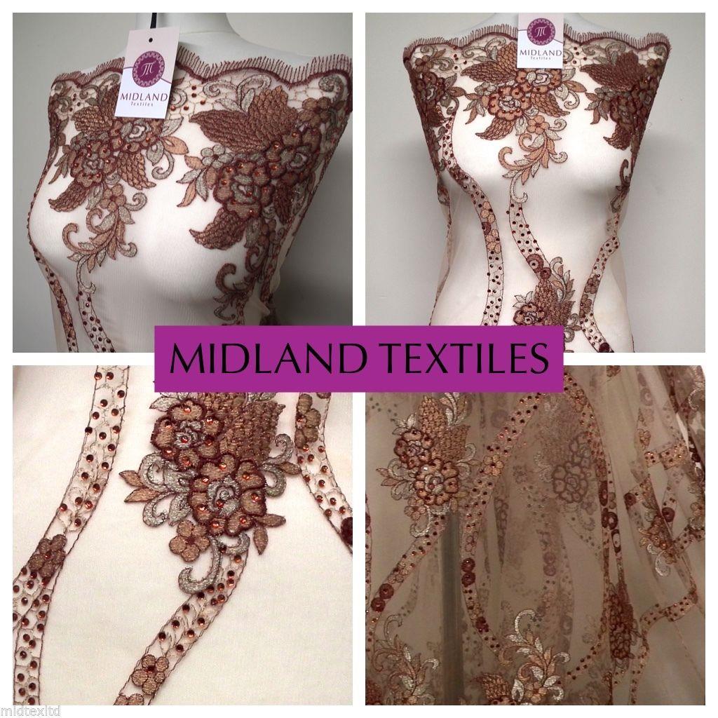 EMBROIDERY SCALLOPED FLORAL TULLE NET LACE BRIDAL DRESS FABRIC M231 - Image 18