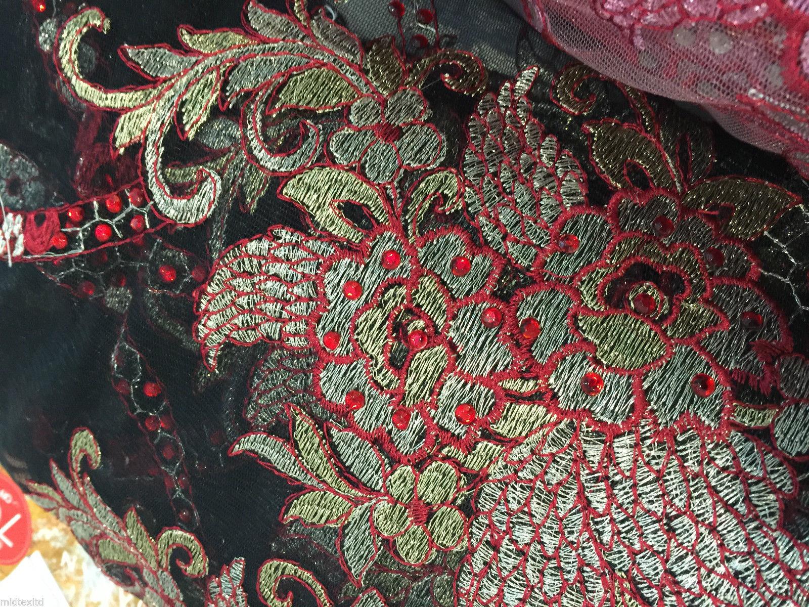 EMBROIDERY SCALLOPED FLORAL TULLE NET LACE BRIDAL DRESS FABRIC M231 - Image 25