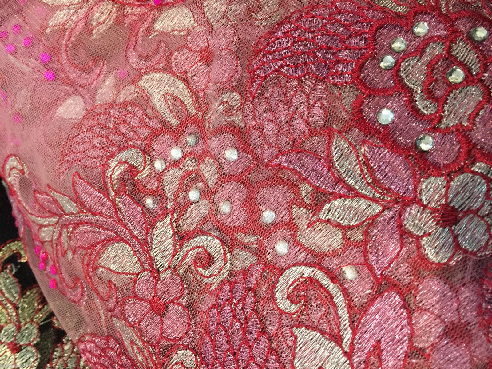 EMBROIDERY SCALLOPED FLORAL TULLE NET LACE BRIDAL DRESS FABRIC M231 - Image 33