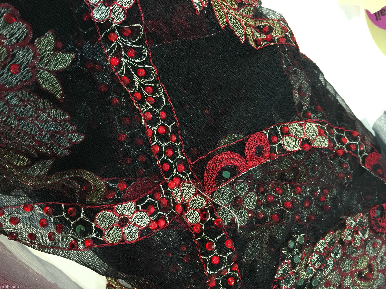 EMBROIDERY SCALLOPED FLORAL TULLE NET LACE BRIDAL DRESS FABRIC M231 - Image 38