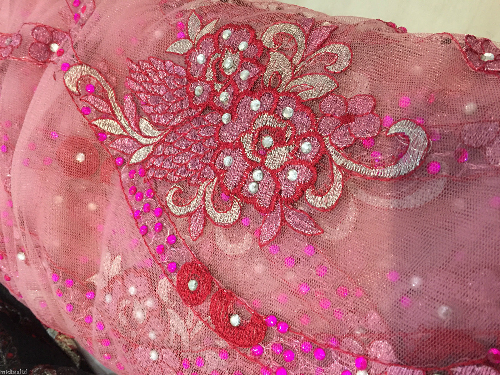 EMBROIDERY SCALLOPED FLORAL TULLE NET LACE BRIDAL DRESS FABRIC M231 - Image 41