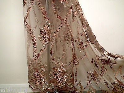EMBROIDERY SCALLOPED FLORAL TULLE NET LACE BRIDAL DRESS FABRIC M231 - Image 49
