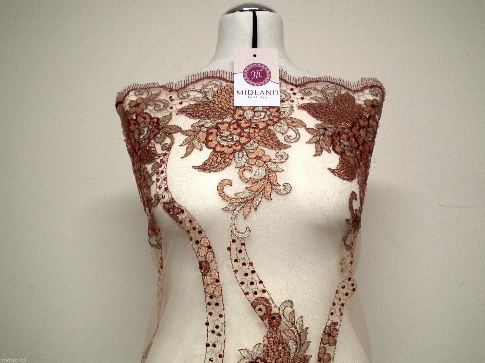 EMBROIDERY SCALLOPED FLORAL TULLE NET LACE BRIDAL DRESS FABRIC M231 - Image 5