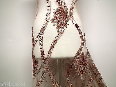 EMBROIDERY SCALLOPED FLORAL TULLE NET LACE BRIDAL DRESS FABRIC M231 - Image 50