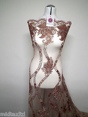 EMBROIDERY SCALLOPED FLORAL TULLE NET LACE BRIDAL DRESS FABRIC M231 - Image 52