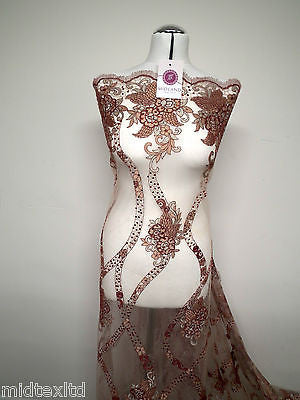 EMBROIDERY SCALLOPED FLORAL TULLE NET LACE BRIDAL DRESS FABRIC M231 - Image 53