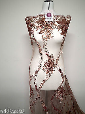 EMBROIDERY SCALLOPED FLORAL TULLE NET LACE BRIDAL DRESS FABRIC M231 - Image 54