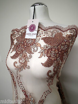 EMBROIDERY SCALLOPED FLORAL TULLE NET LACE BRIDAL DRESS FABRIC M231 - Image 55