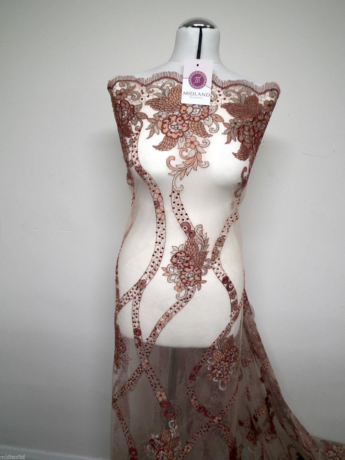 EMBROIDERY SCALLOPED FLORAL TULLE NET LACE BRIDAL DRESS FABRIC M231 - Image 6