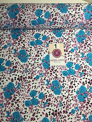 Floral poly cotton rose print dress craft fabric 44" Wide M354 Mtex - Image 3