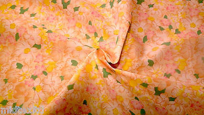 FLORAL POLYCOTTON PRINT FABRIC SMALL FLOWERS GREEN PINK BABY PINK PEACH M33 Mtex - Image 5