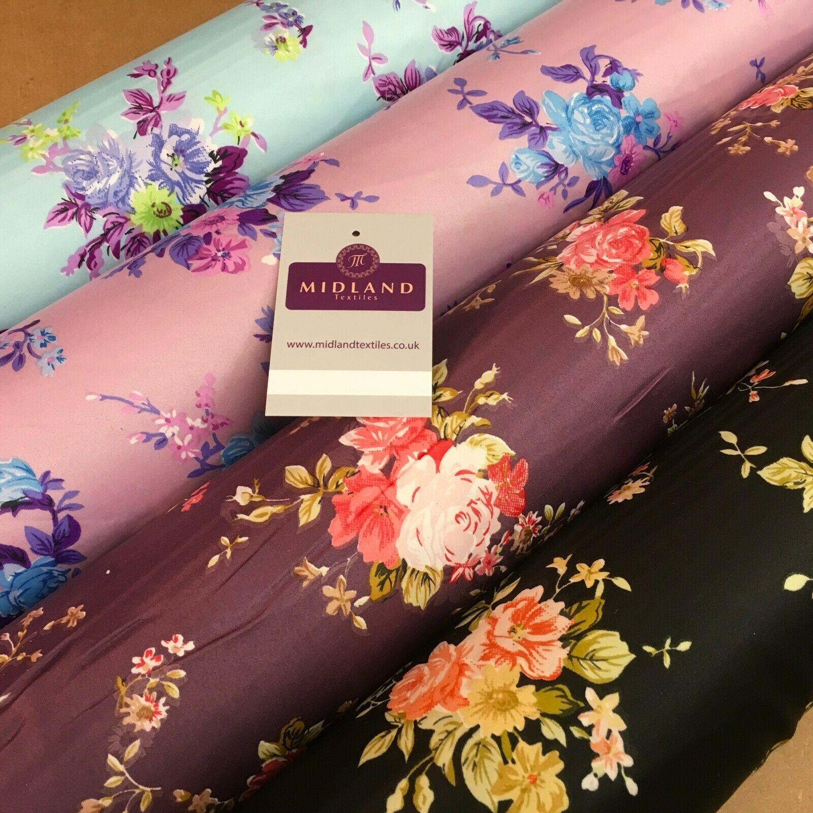 Floral Printed Matt Dull Satin Dress Fabric 147 cm Wide MA1172 Mtex - Image 4
