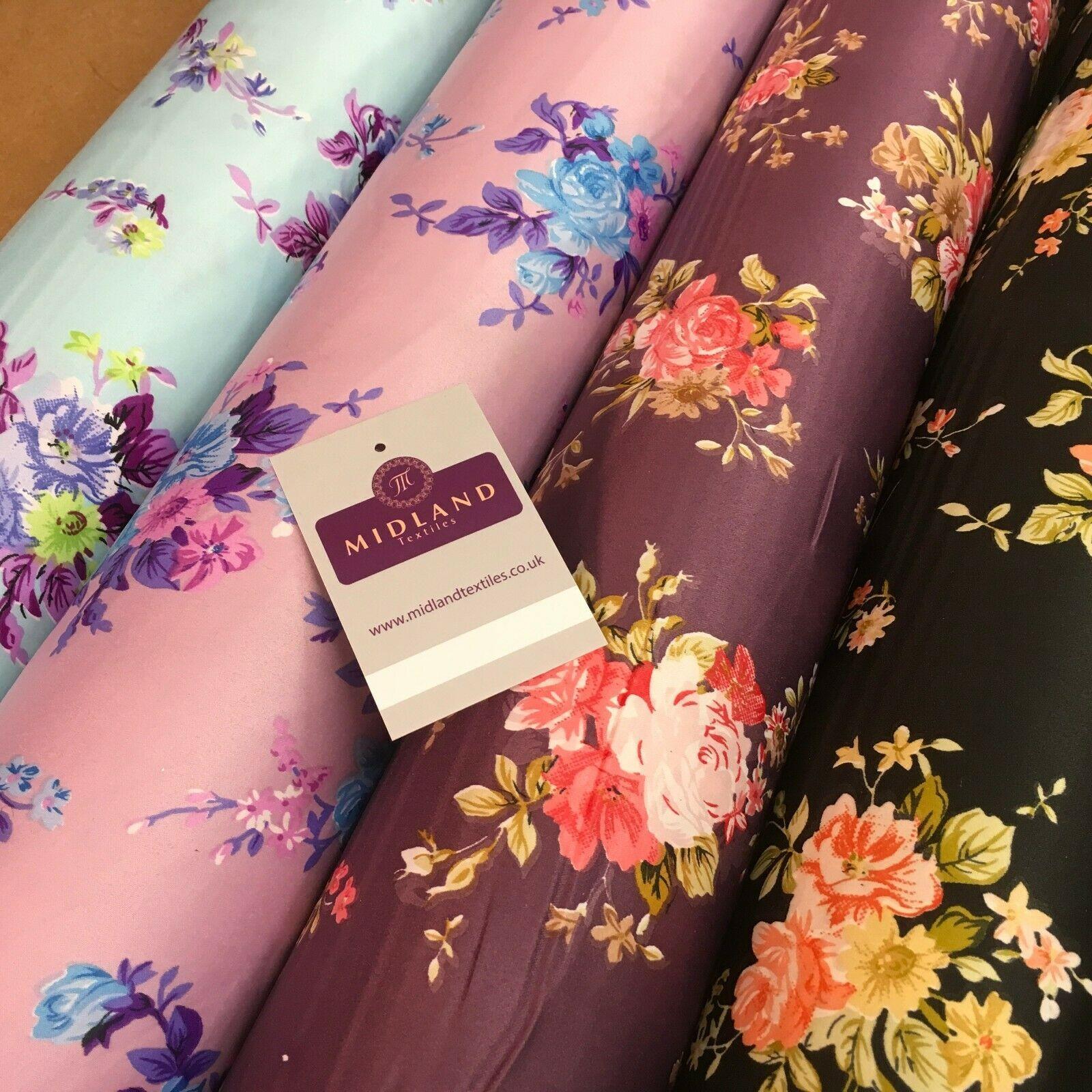 Floral Printed Matt Dull Satin Dress Fabric 147 cm Wide MA1172 Mtex - Image 5