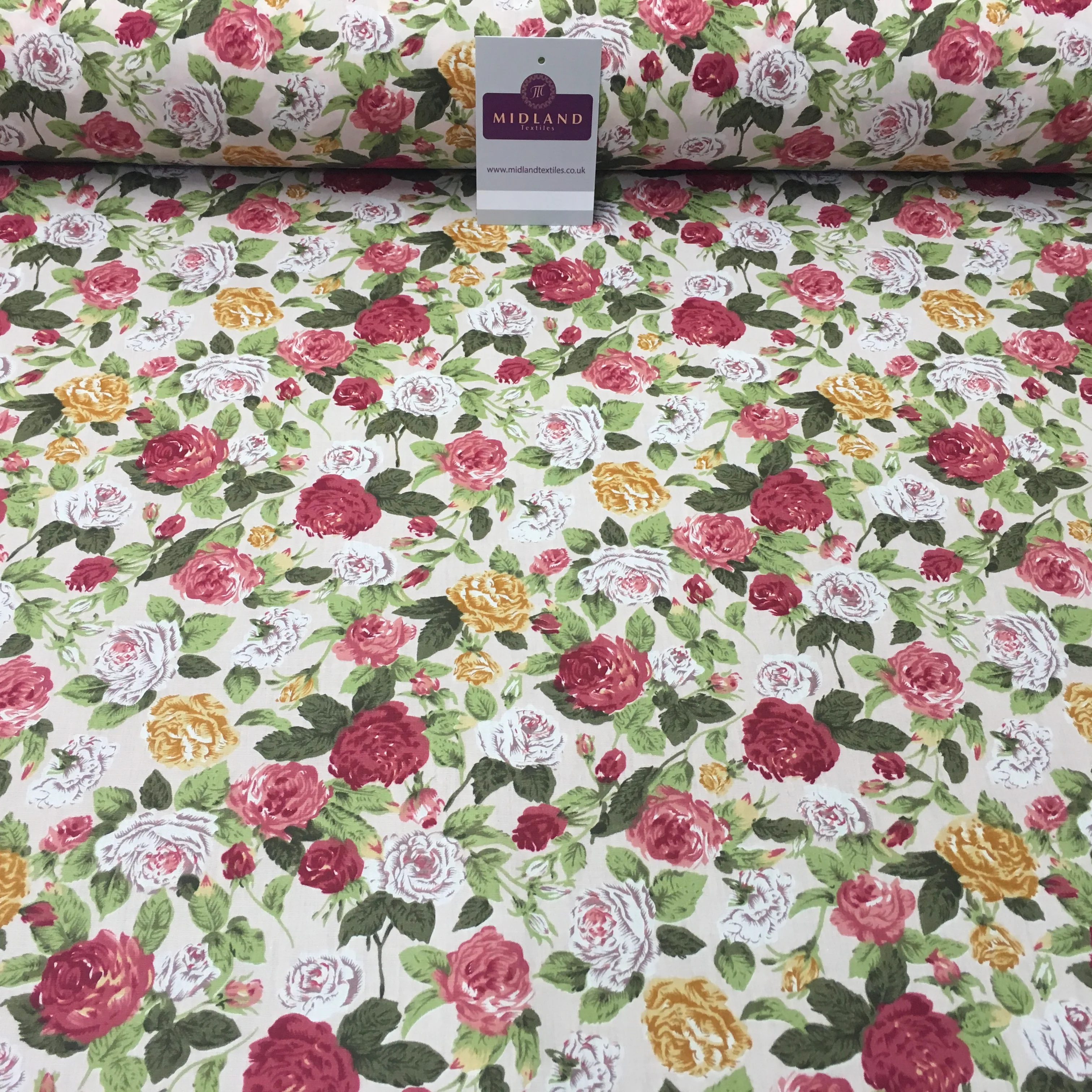 Floral Vintage Shabby Chic Printed 100% Cotton Fabric 58" Wide MA911 Mtex - Image 4