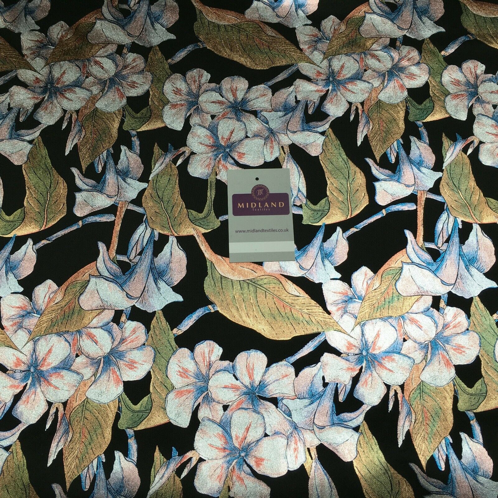 Foil Floral Printed Scuba Fabric 150cm MH1338 - Image 15