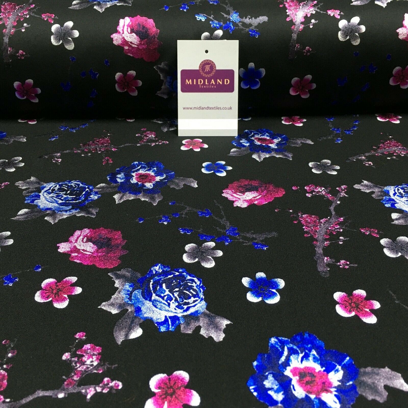 Foil Floral Printed Scuba Fabric 150cm MH1338 - Image 18