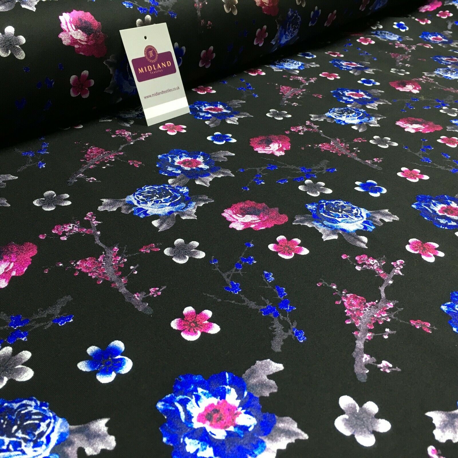 Foil Floral Printed Scuba Fabric 150cm MH1338 - Image 19