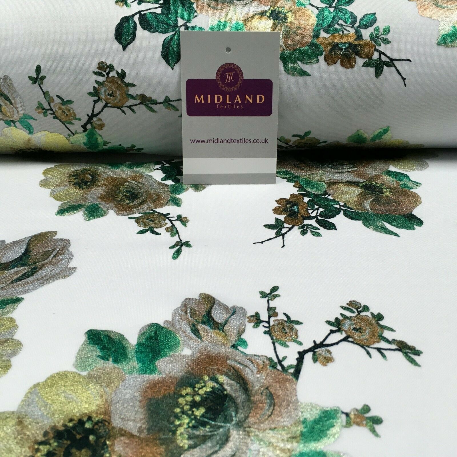 Foil Floral Printed Scuba Fabric 150cm MH1338 - Image 25