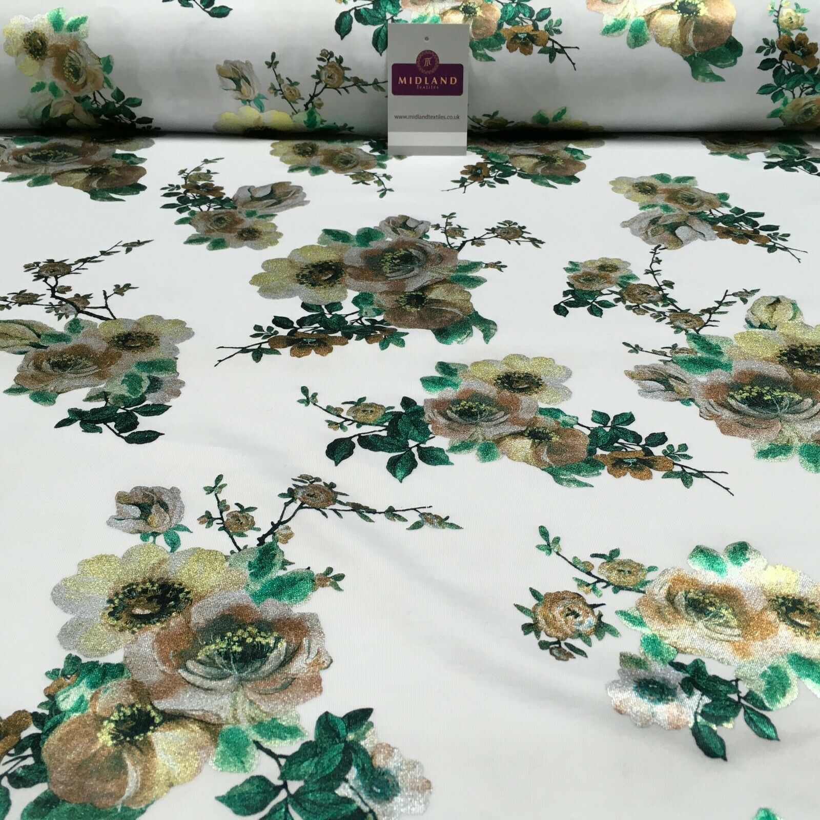 Foil Floral Printed Scuba Fabric 150cm MH1338 - Image 28
